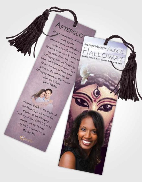 Funeral Bookmark Template Lavender Sunrise Durga Surprise