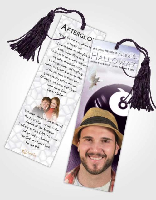 Funeral Bookmark Template Lavender Sunrise Eight Ball