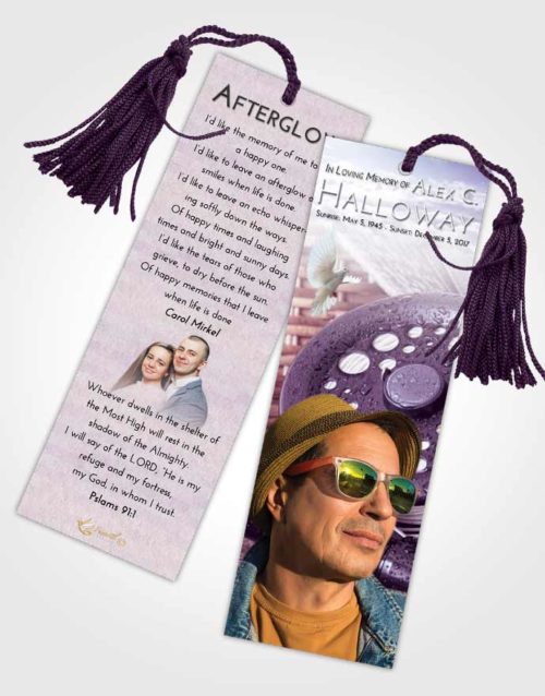 Funeral Bookmark Template Lavender Sunrise Fishing Paradise