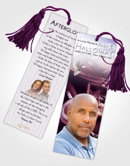 Funeral Bookmark Template Lavender Sunrise Fishing Tackle