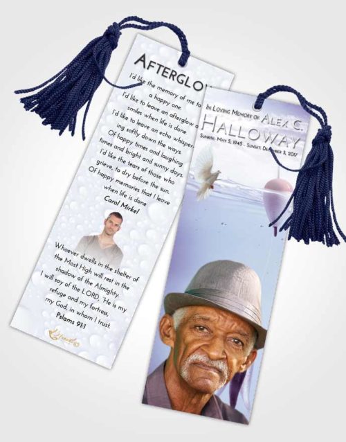 Funeral Bookmark Template Lavender Sunrise Fishing in the Sea