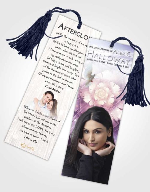 Funeral Bookmark Template Lavender Sunrise Floral Secret