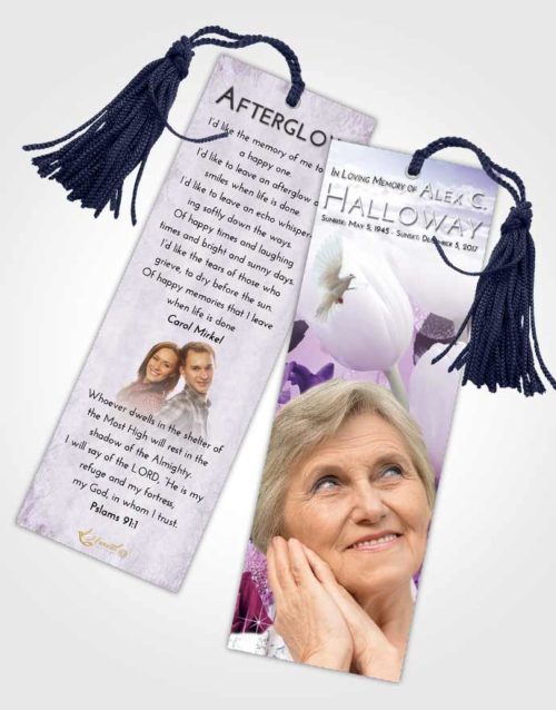 Funeral Bookmark Template Lavender Sunrise Floral Wonderland