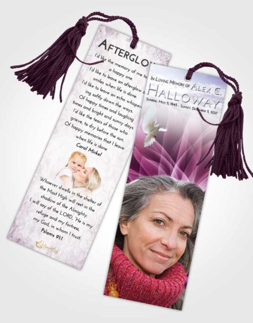 Funeral Bookmark Template Lavender Sunrise Flower Peace