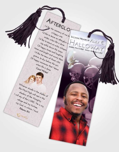 Funeral Bookmark Template Lavender Sunrise Football Day