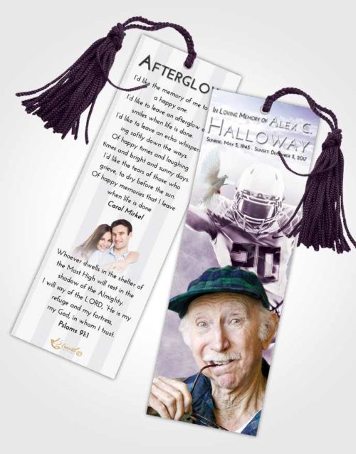 Funeral Bookmark Template Lavender Sunrise Football Honor