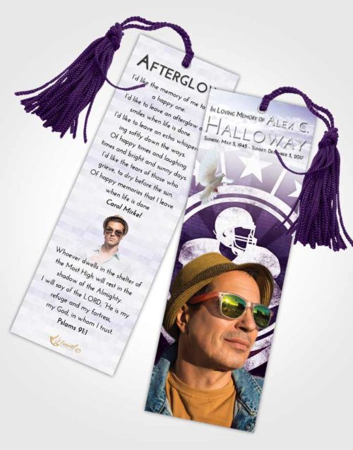 Funeral Bookmark Template Lavender Sunrise Football Surprise