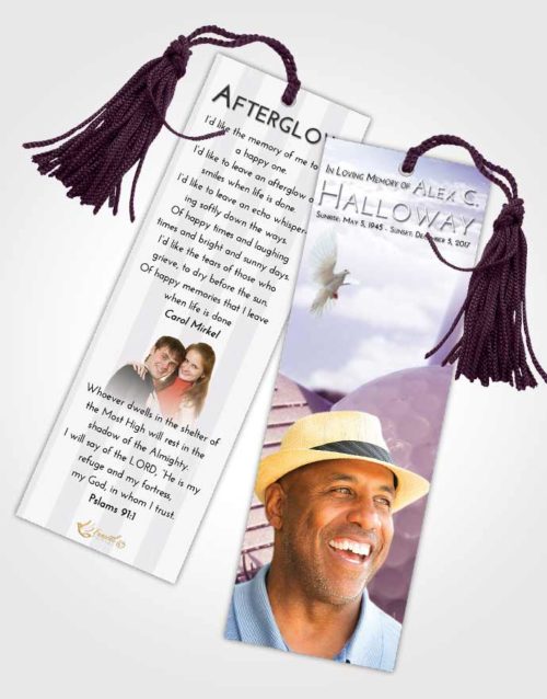 Funeral Bookmark Template Lavender Sunrise Golf Day