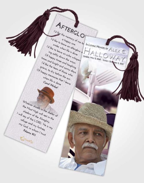 Funeral Bookmark Template Lavender Sunrise Golf Fairway