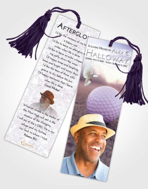 Funeral Bookmark Template Lavender Sunrise Golfing Honor