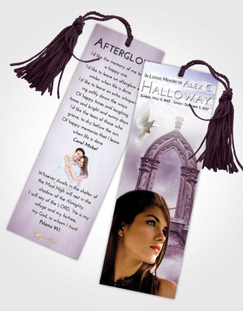 Funeral Bookmark Template Lavender Sunrise Heavens Path