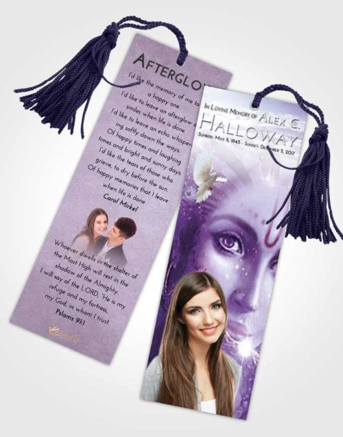 Funeral Bookmark Template Lavender Sunrise Hindu Desire