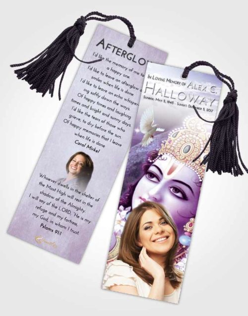 Funeral Bookmark Template Lavender Sunrise Hindu Majesty