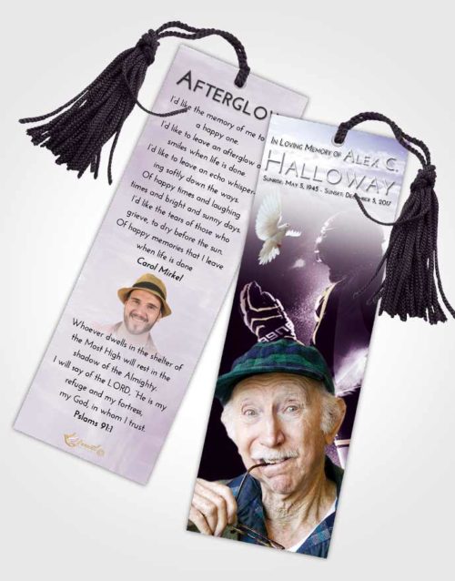 Funeral Bookmark Template Lavender Sunrise Hockey Paradise