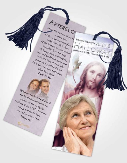 Funeral Bookmark Template Lavender Sunrise Jesus our Lord