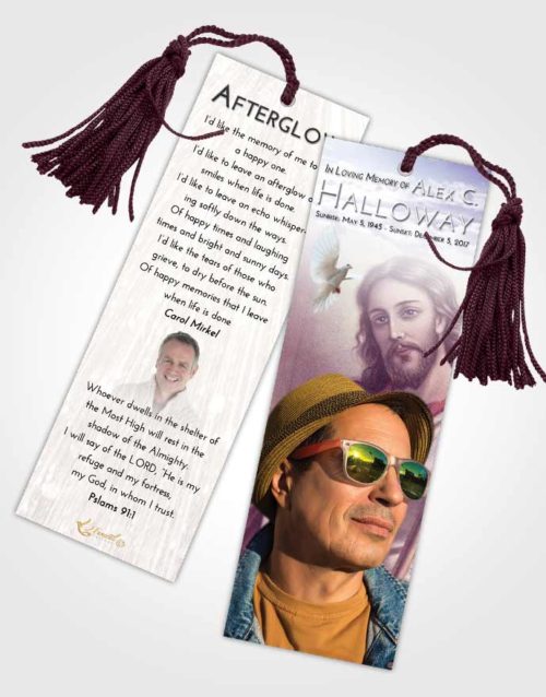 Funeral Bookmark Template Lavender Sunrise Life of Jesus