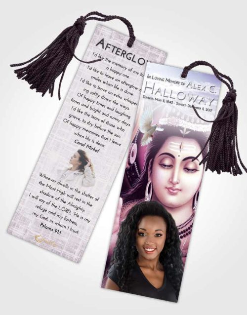 Funeral Bookmark Template Lavender Sunrise Lord Shiva Dignity
