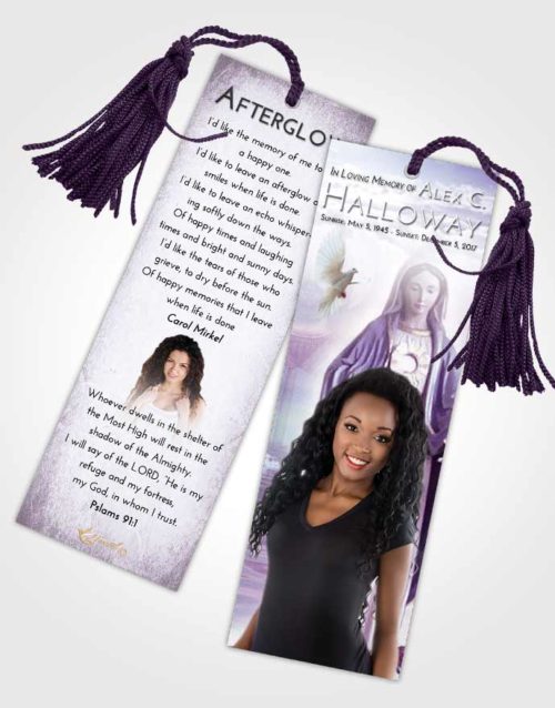 Funeral Bookmark Template Lavender Sunrise Mary Full of Grace