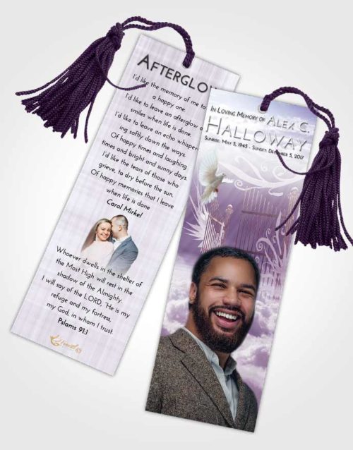 Funeral Bookmark Template Lavender Sunrise Precious Gates to Heaven