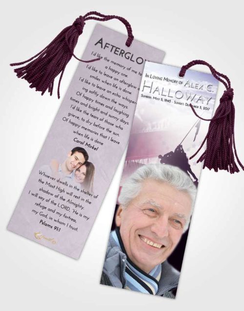 Funeral Bookmark Template Lavender Sunrise Proud Veteran