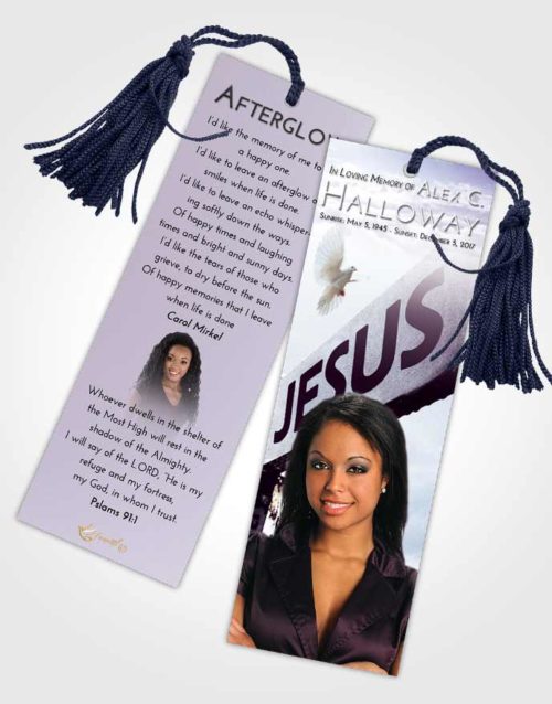 Funeral Bookmark Template Lavender Sunrise Road to Jesus