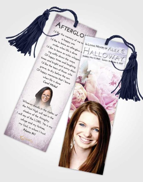 Funeral Bookmark Template Lavender Sunrise Rose Magic