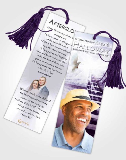 Funeral Bookmark Template Lavender Sunrise Stairway for the Soul