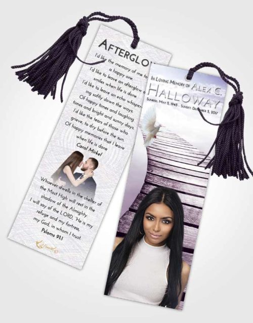 Funeral Bookmark Template Lavender Sunrise Stairway to Life