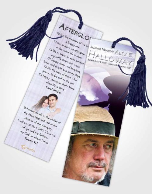 Funeral Bookmark Template Lavender Sunrise Veterans Sacrifice