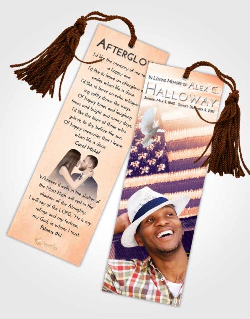 Funeral Bookmark Template Lavender Sunset Army Days