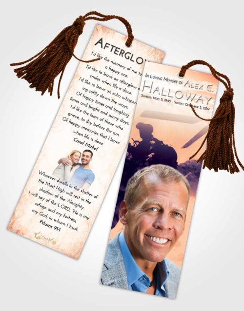 Funeral Bookmark Template Lavender Sunset Army Sacrifice