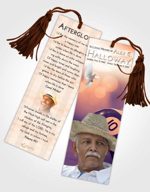 Funeral Bookmark Template Lavender Sunset Billiards Tranquility
