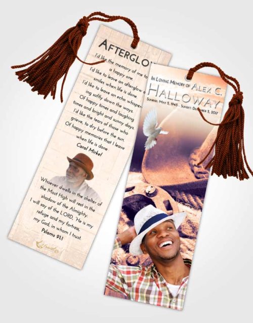 Funeral Bookmark Template Lavender Sunset Cowboy Divinity