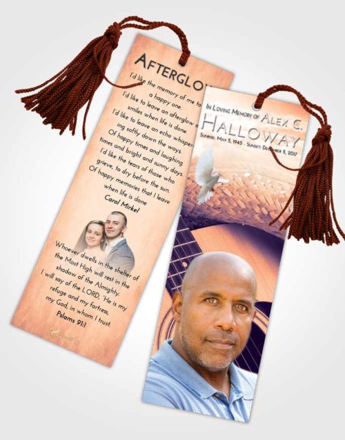 Funeral Bookmark Template Lavender Sunset Cowboy Heaven