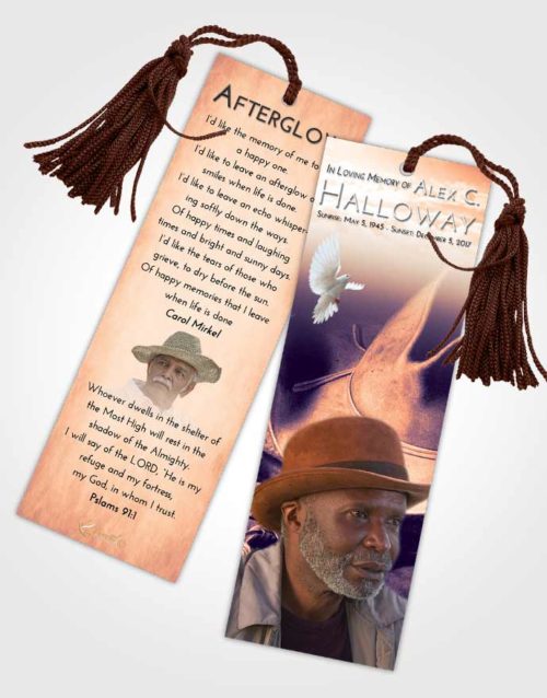 Funeral Bookmark Template Lavender Sunset Cowboy Serenity