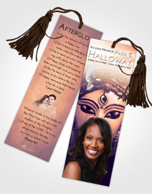Funeral Bookmark Template Lavender Sunset Durga Surprise