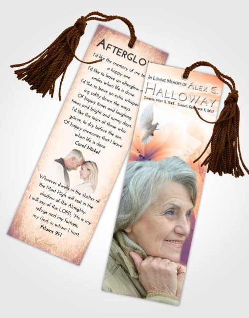 Funeral Bookmark Template Lavender Sunset Floral Butterfly