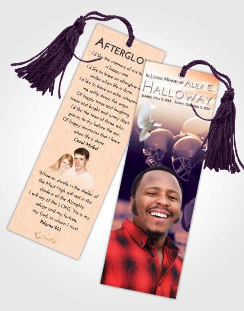 Funeral Bookmark Template Lavender Sunset Football Day