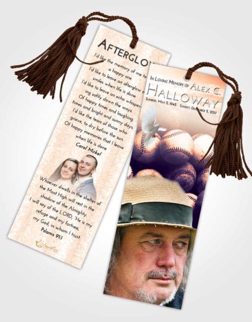 Funeral Bookmark Template Lavender Sunset Foul Ball