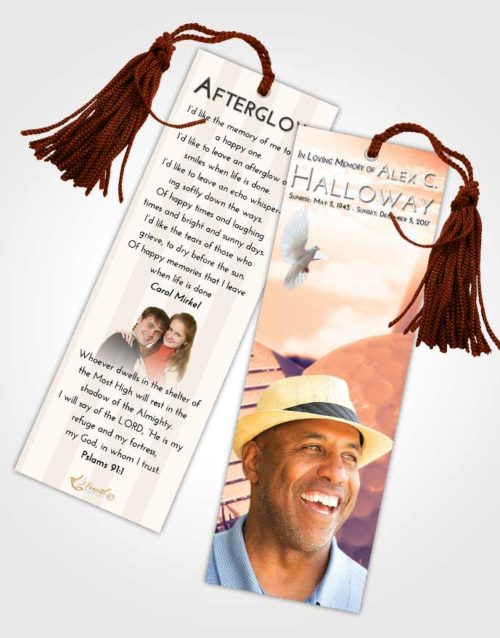 Funeral Bookmark Template Lavender Sunset Golf Day