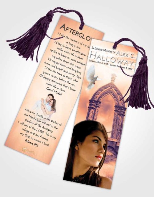 Funeral Bookmark Template Lavender Sunset Heavens Path