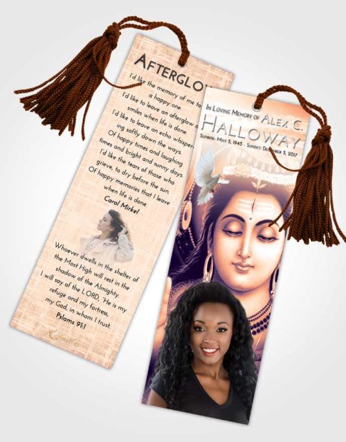 Funeral Bookmark Template Lavender Sunset Lord Shiva Dignity