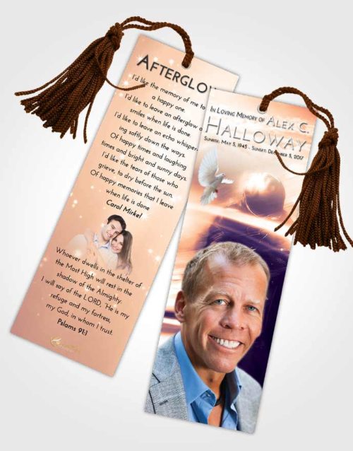 Funeral Bookmark Template Lavender Sunset Motorcycle Speed