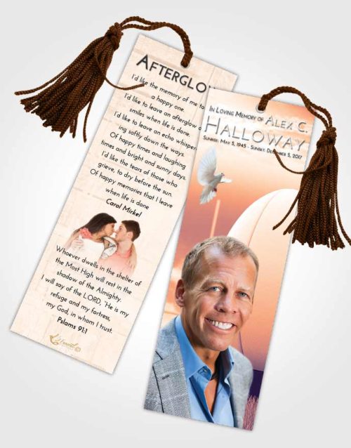 Funeral Bookmark Template Lavender Sunset Rugby Honor