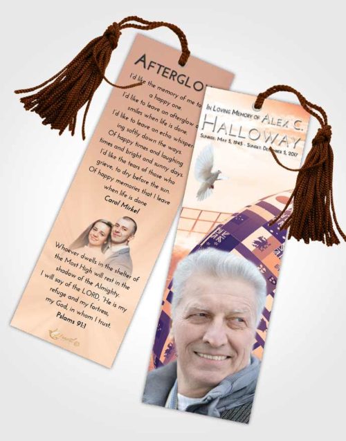 Funeral Bookmark Template Lavender Sunset Rugby Passion