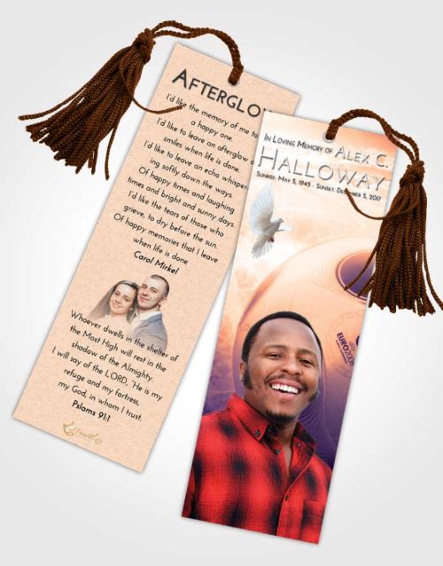 Funeral Bookmark Template Lavender Sunset Soccer Miracle