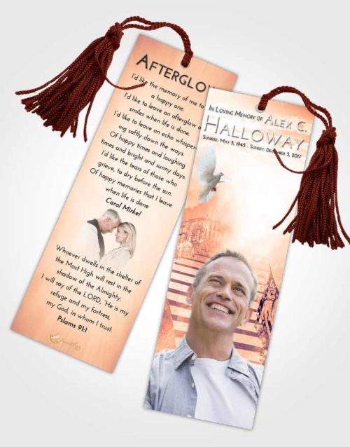 Funeral Bookmark Template Lavender Sunset Stairway to Freedom