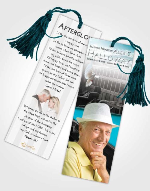 Funeral Bookmark Template Loving Embrace Billiards Journey