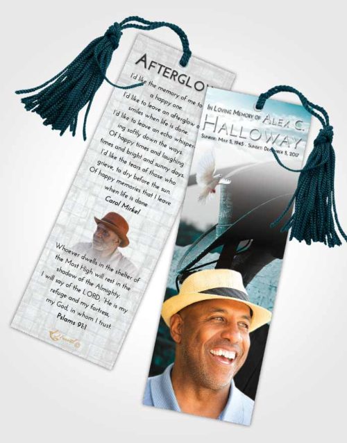 Funeral Bookmark Template Loving Embrace Cowboy Honor