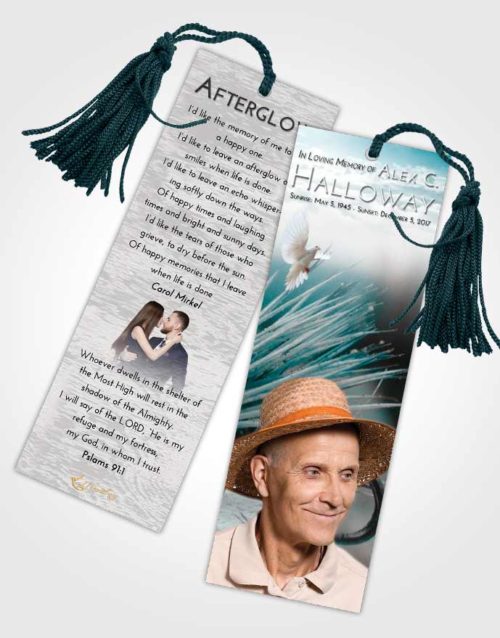 Funeral Bookmark Template Loving Embrace Fishing Serenity